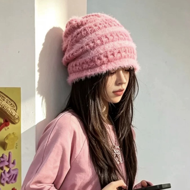 Beanie Cuffed Knit - Nouveaux bonnets en tricot duveteux de