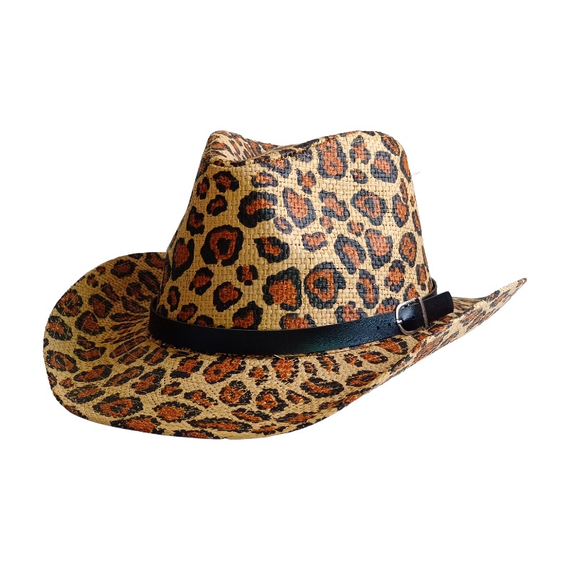 Cowboy Hat Straw - NOUVEAU Chapeau de cowboy imprimé léopard,